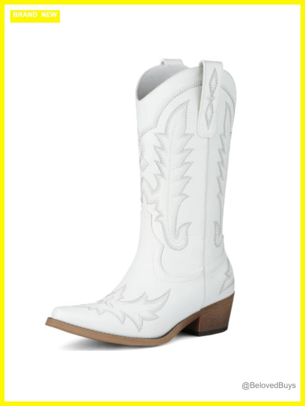 Women's Western Cowboy Boots Pointed Toe Mid Calf Pull-On